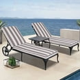 thumbnail image 3 of 2-Piece Outdoor Lounge Chair Cushion Set with Removable Water-Resistant Covers, High-Density Foam for Patio Furniture, Adjustable Straps – Gray and White Design, 3 of 9