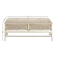 thumbnail image 5 of DecMode Linen Upholstered Front Panel Storage Bench with Tufted Seat and Ring Handles, Beige, 5 of 14