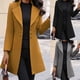 thumbnail image 1 of Abrigo de longitud media con temperamento para mujer Abrigo de tweed con solapa delgada y un solo pecho, 1 of 3