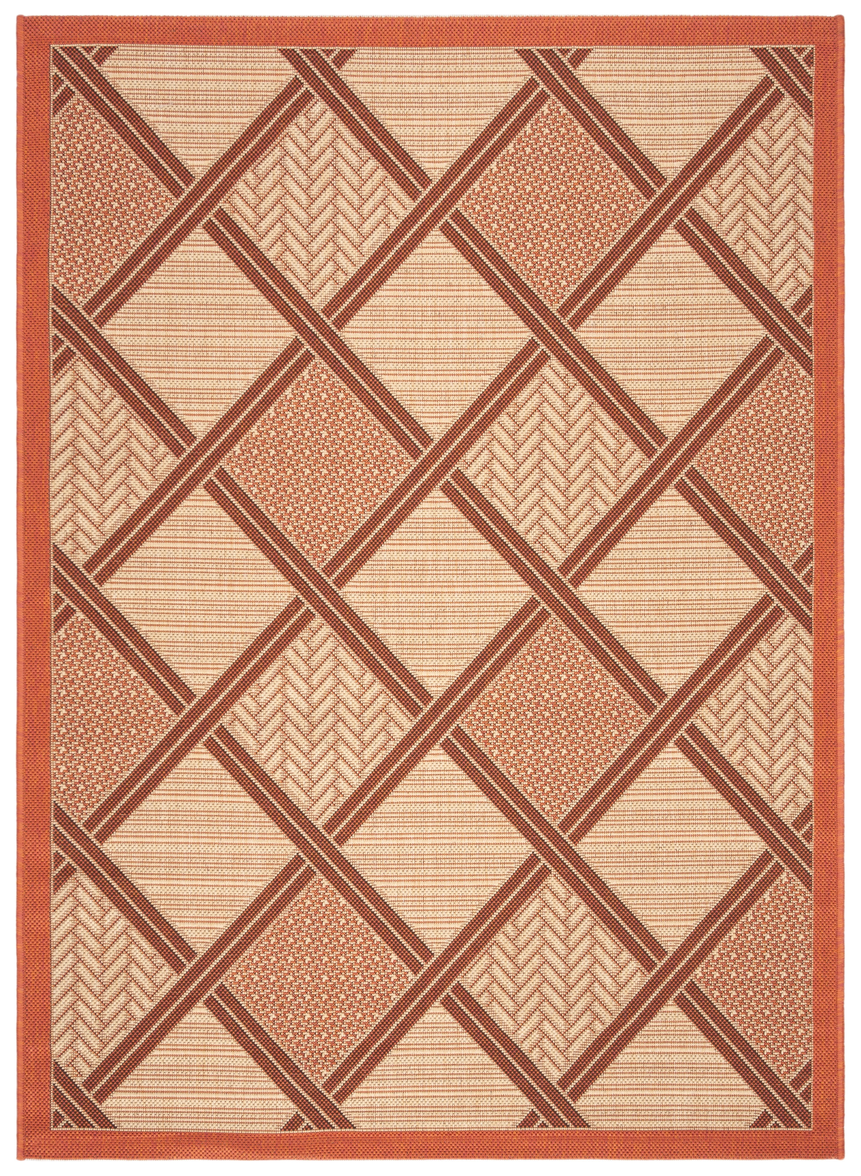 Safavieh Courtyard Shawn Geometric Indoor/Outdoor Area Rug, Cream/Terracotta, 4' x 5'7"
