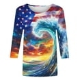 thumbnail image 5 of Frostluinai Women's USA Star Stripes Fourth July Tee Shirts 3/4 Sleeve Crew Neck 4th of July Tshirts Patriotic Graphic Tees Gifts, 5 of 5