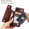 thumbnail image 3 of REQO Compatible with Samsung Galaxy A12 Wallet Case with Card Holder, PU Leather Kickstand Card Slots Case, Double Magnetic Clasp and Durable Shockproof Cover 6.5 Inch(Brown), 3 of 6