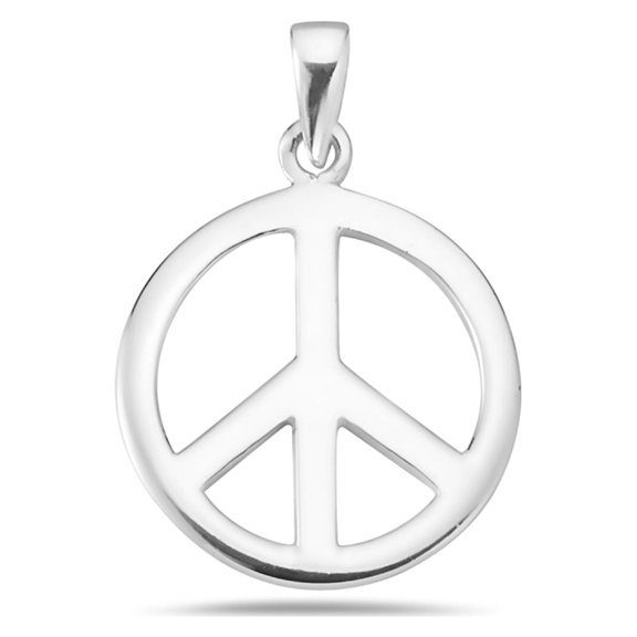 Sterling Silver Peace Sign Charm Necklace