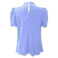 thumbnail image 5 of ZHENHONG T Shirts for Women,Casual Short Sleeve Mock Neck Loose T Shirt Solid Color Drop Shoulder Tops,Blue Women Blouses, 5 of 5