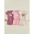 thumbnail image 3 of BemeyourBBs Newborn Baby Girls Little Sister Outfits Waffle Knit Little Sis Letters Letters Embroidery Short Sleeve Romper with Pockets Shorts Set 2Pcs Infant Baby Girl Summer Clothes, 3 of 9