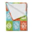 thumbnail image 2 of Yoga Soft Flannel Fleece Blanket, Mind and Body Theme Different Yoga Poses with Lotus Flower Motifs Colorful, Cozy Plush for Indoor and Outdoor Use, 50" x 70", Orange Green Sky Blue, by Ambesonne, 2 of 5