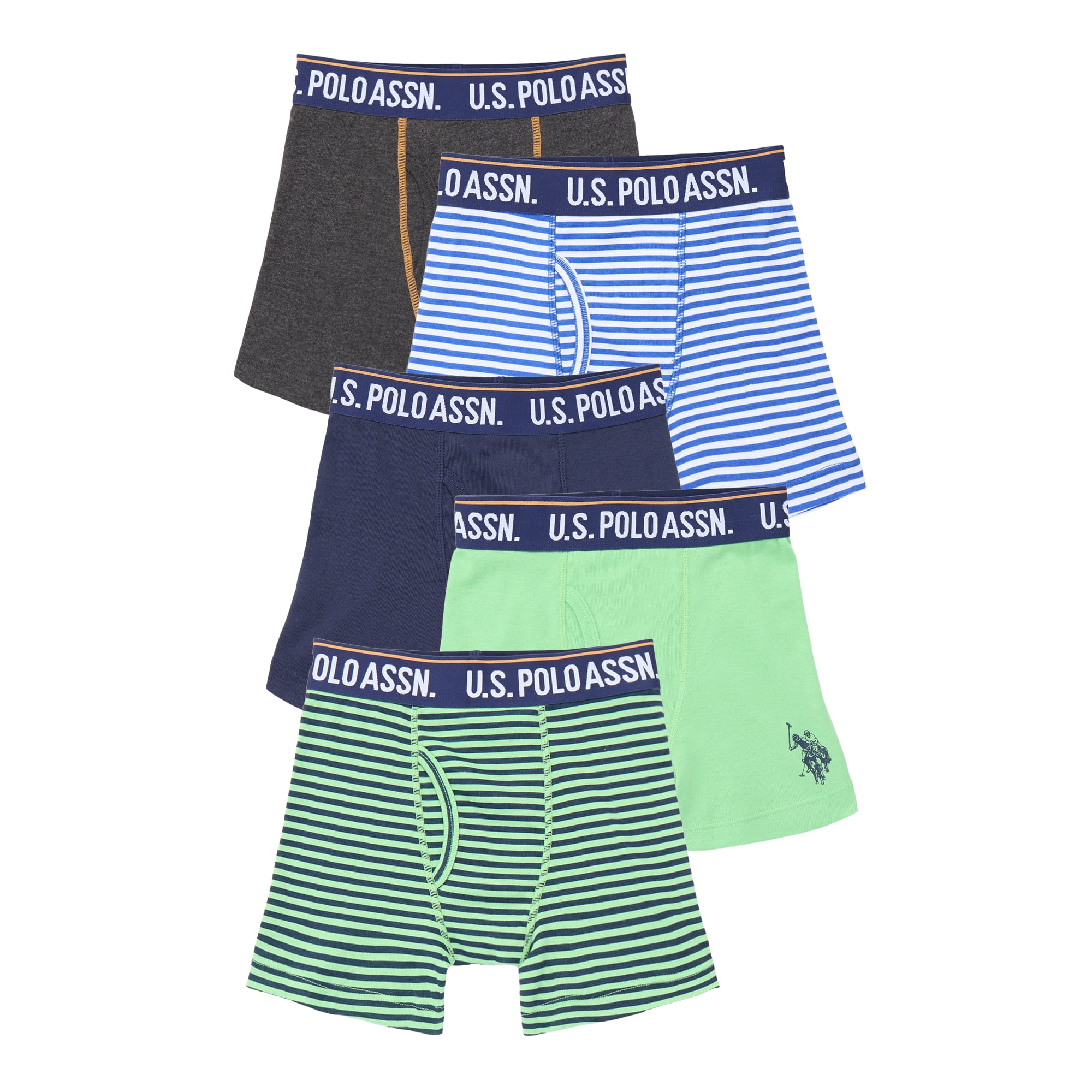 U.S. Polo Assn. Boys Cotton Tagless Underwear Boxer Briefs 5- Pack Sizes (S-XXL)
