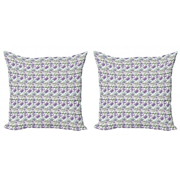 Ambesonne Botanical Throw Pillow Cover 2 Pack, Lavender and Peony, 24", Multicolor
