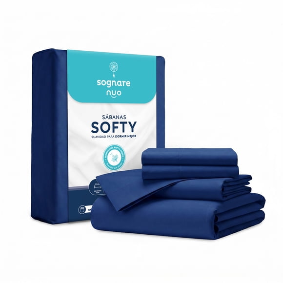 Juego De Sábanas Sognare Softy Extra Suaves Color Azul