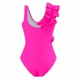 thumbnail image 4 of Elainilye Fashion One Piece Bathing Suit for Women Solid Color Flounce Tight Fitting Bikini Sexy One Piece Swimsuit,Pink, 4 of 8