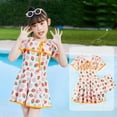 thumbnail image 2 of Teen Girl Swimsuit Sleeveless Strawberry Print Athletic Competitive Swimwear 2 Pieces Ruffles Floral Outfits White Bathing Suit For Little Girls 5-6T, 2 of 8