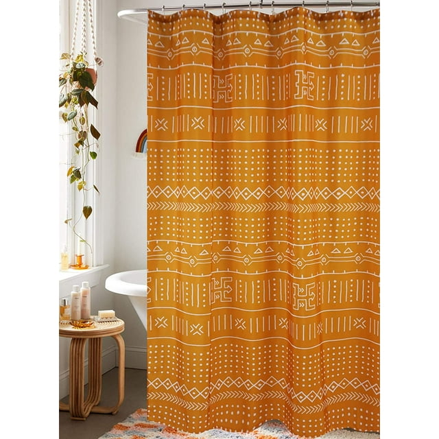 Mudcloth Stall Shower Curtain Yellow 36Inch Ethnic African Boho Small