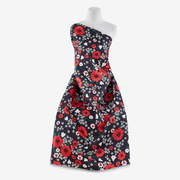 Zelouf Britney Floral Shantung  , Sewing, DIY, Crafts Fabric by the Yard, Red Combo, 3 Yard