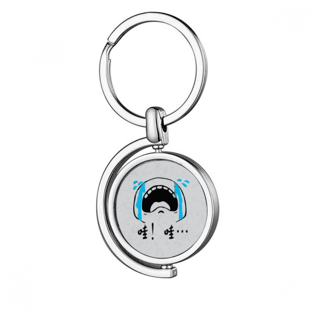 Cry à Haute Voix Noir Mignon Chat Visage Cartoon Rotation Porte-Clés Porte-Clés en Métal