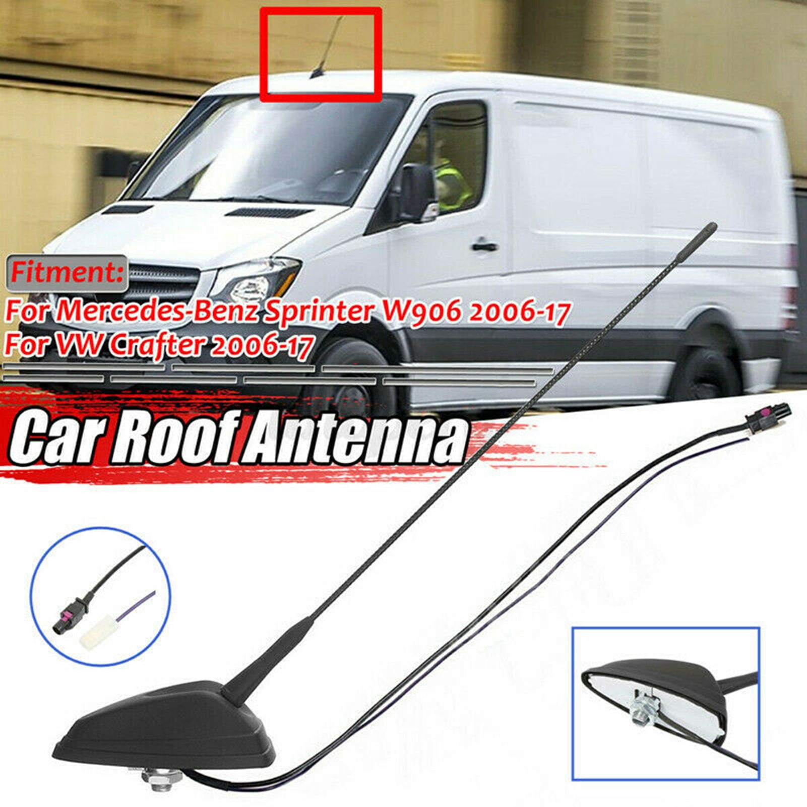 POSSBAY 1PCS Black Roof AM FM Antenna Aerial Fit For Mercedes Sprinter