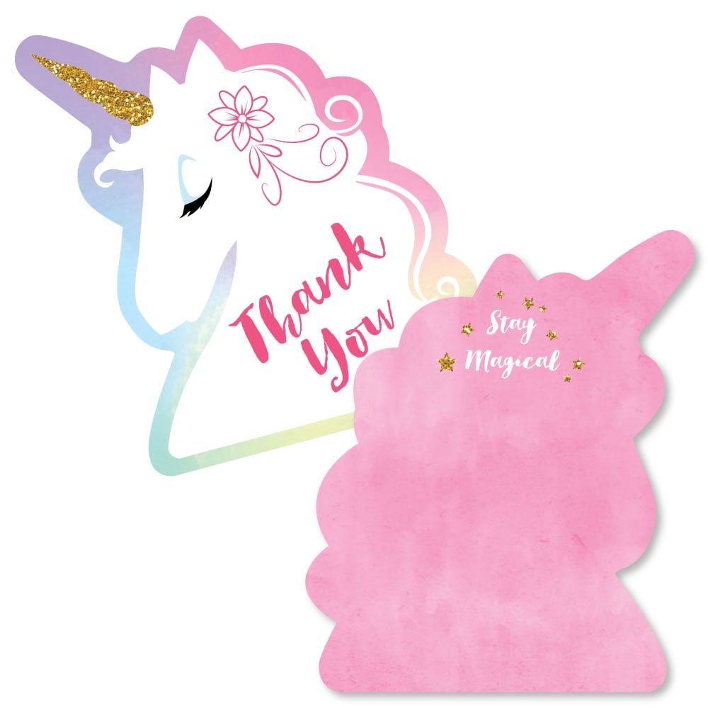 rainbow unicorn shaped thank you cards magical unicorn