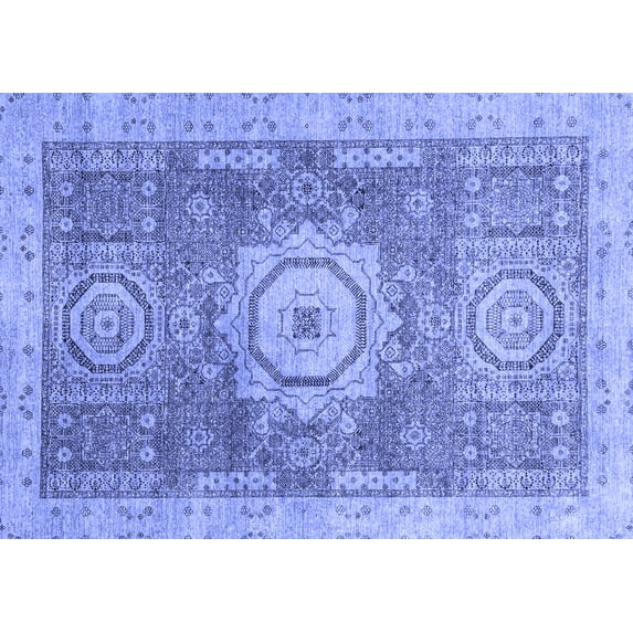 Ahgly Company Indoor Rectangle Abstract Blue Modern Area Rugs, 8' x 12'