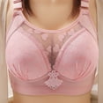 thumbnail image 2 of Bigersell Full Figure Bras for Women, Wireless Push up Bra, Ladies Heart Pattern Lace Mesh Breathable Padded Bras No Underwire Hot Pink 42/95C, 2 of 5