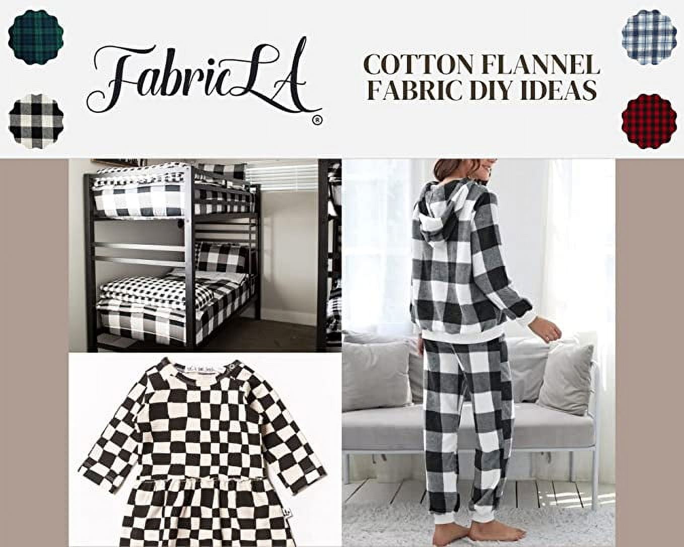 FabricLA Flannel Fabric by The Yard | 60" inches Wide Flannel Fabric | 100% Cotton Flannel Fabric for Baby Blanket, PJ, Shirt, Cloth Flannel Craft Fabric - Black & White Fabric 1 Yard Pre Cut
