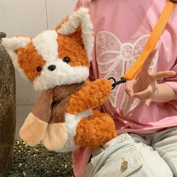Sac Bandoulière en Peluche pour Chien Foulard et Corgi en Coton Orange avec Sangle Réglable pour Accessoire de Mode pour Enfants et Transporteur de Poupée