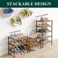 thumbnail image 3 of Smiry 3-Tier Shoe Rack , Stackable Bamboo Shoe Rack Organizer, Shoe Storage for Closet, Entryway, Bedroom and Wall, Walnut, 3 of 5