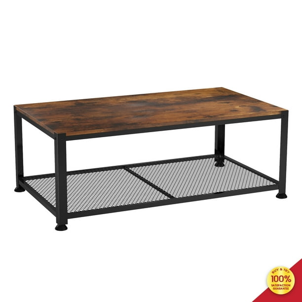 Linkromat Antique Coffee Table 2 Layer Sofa With Storage Shelf For Living Room Rustic Brown Com Linkromat Antique Coffee Table 2 Layer, What Size Coffee Table For 100 Inch Sofa