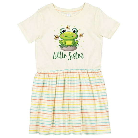 Inktastic Little Sister Frog Girls Toddler Dress