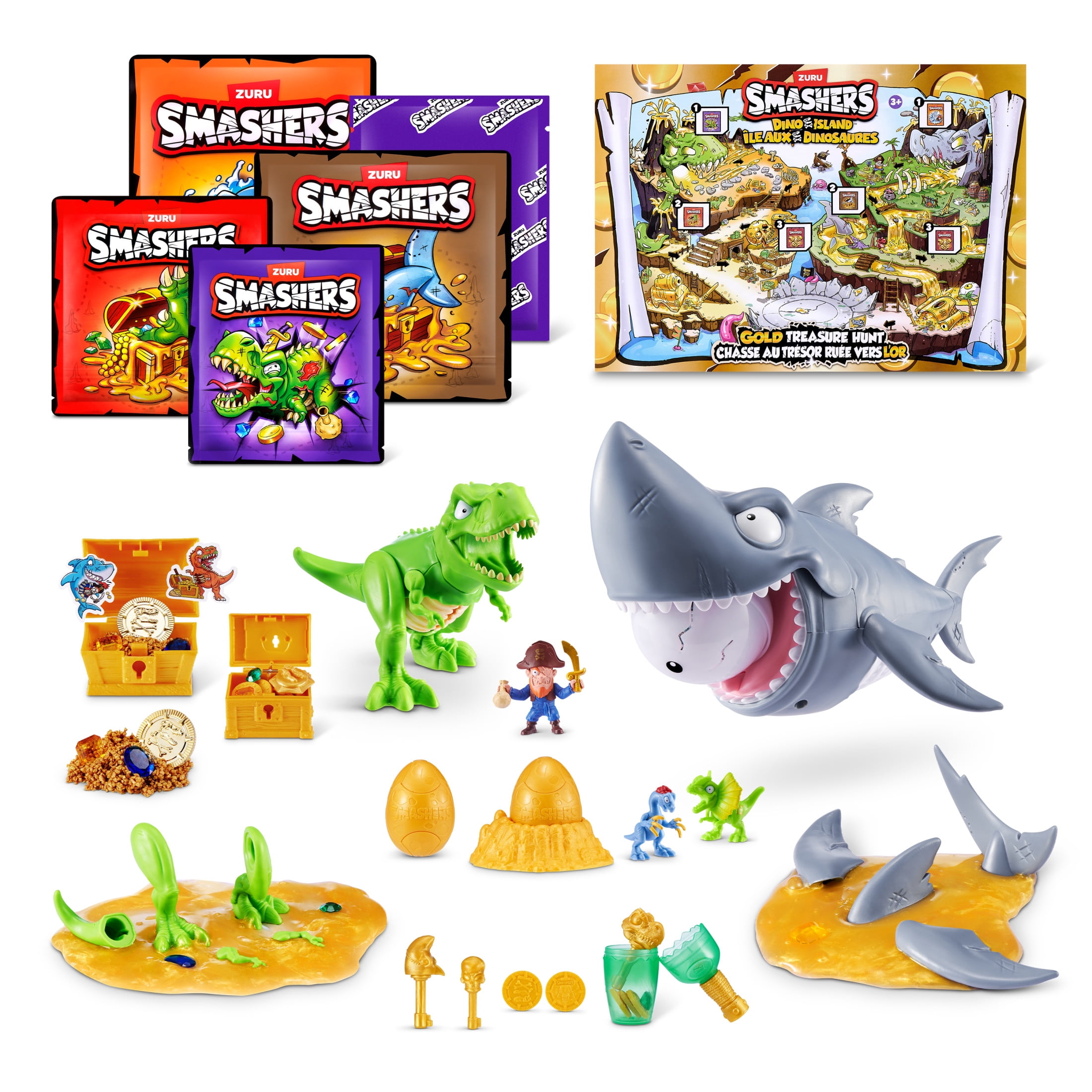 Smashers Dino Island Gold Treasure Hunt by ZURU, Treasure Hunt Themed Toy, Interactive Toy, Collectible Toy for Kids and Teens, 55+ Surprises