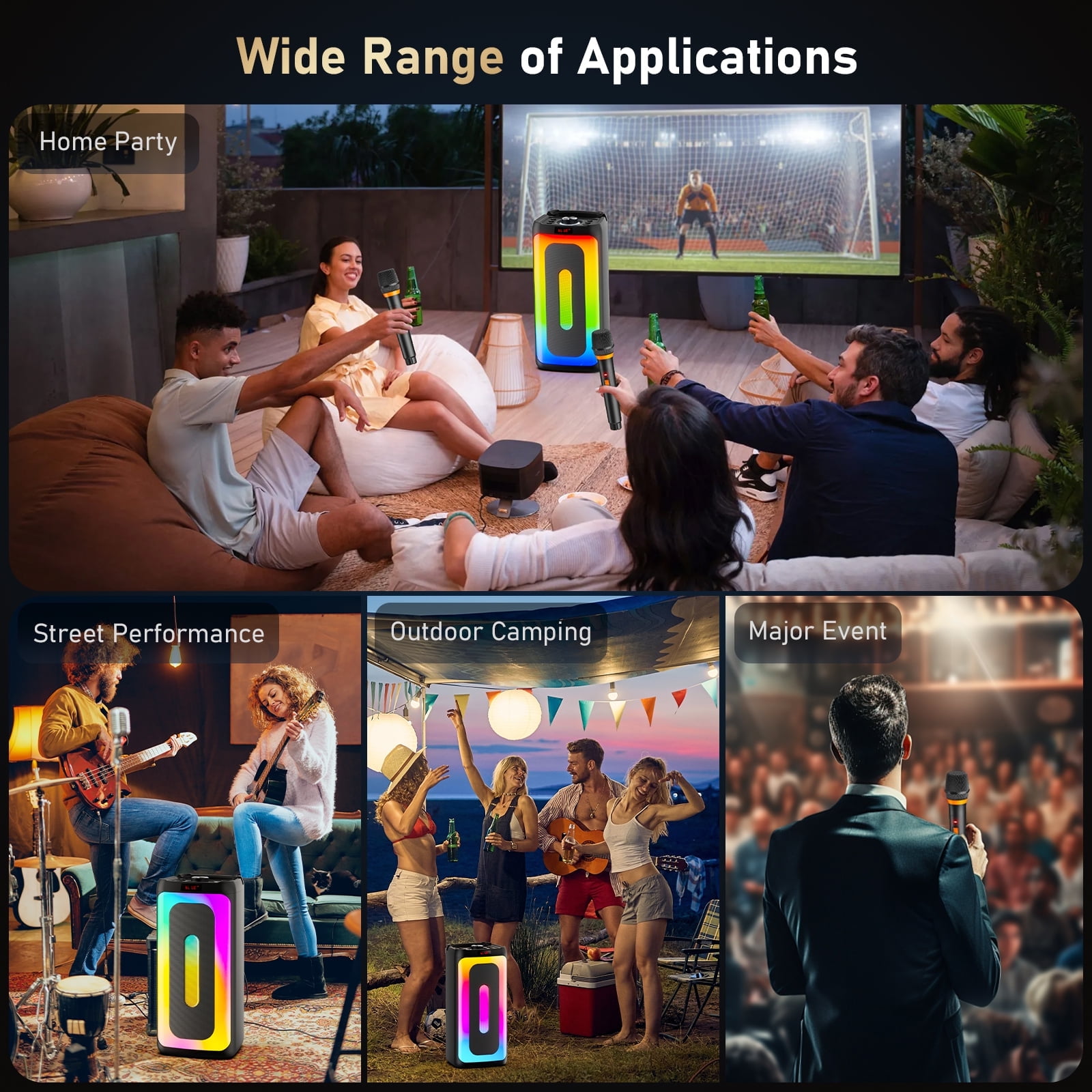 JYX Karaoke Machine for Adult, Bluetooth Speaker with Microphone, Home Party Speaker Karaoke System with Colorful RGB Light, T25-T