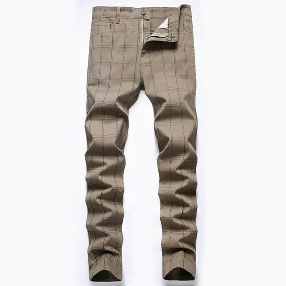 Lilgiuy Men's Striped Plaid Trousers Slim Stretch Suit Pants Casual Pants Pants Performance Series Extreme Comfort Cargo Pant