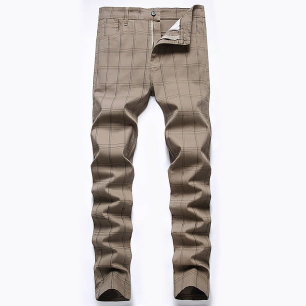 Pantalones largos a rayas para hombre, pantalones de traje ajustados y elásticos, pantalones casuales, pantalones para hombre