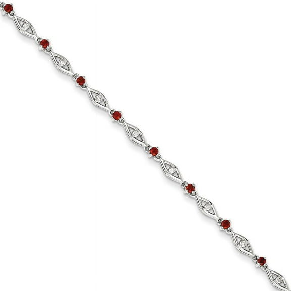 Primal Silver Sterling Silver Rhodium-plated Garnet Diamond Bracelet