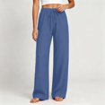 thumbnail image 6 of YTCAMLO Womens Cotton Pants Elastic High Waist Casual Palazzo Trousers with Pockets Casual Lightweight Breathable Flowy Wide Leg Pants, 6 of 9