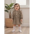 thumbnail image 3 of Miaouyo 0-3T Toddler Baby Girls Plaid Spring Autumn Dress Long Sleeve Round Neck Button Up A-line Dress, 3 of 9