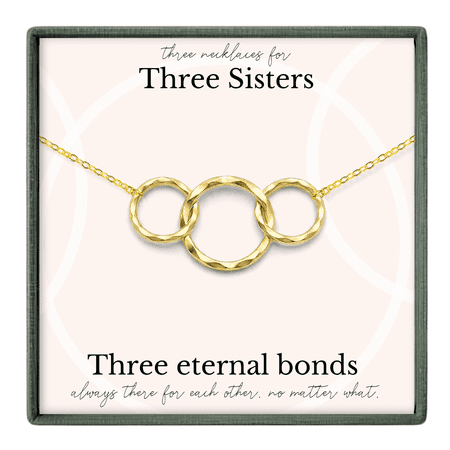 HOPE LOVE SHINE 3 Sisters Necklace – 3 Rings for 3 sisters, Jewelry Gift for Sister Trio