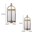 thumbnail image 5 of Benzara Metal Frame Bellied Lantern with Wooden Lattice Design, Small, Black, 5 of 6