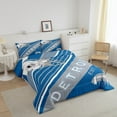 thumbnail image 2 of Erosebridal Sports Football Bedding Comforter Sets White and Sky Blue Rugby Helmet Bedding Queen, American Football City Themed Comforter Set Retro 3D Ball Game Quilt with 2 Pillowcases(Detroit), 2 of 6