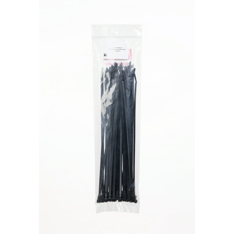 Hyper Tough 11in Black Cable Ties Durable Nylon 75 LBF Resistance