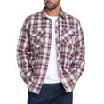 thumbnail image 5 of INSPIRE CHIC Men's Contrasting Colors Checked Slim Fit Long Sleeved Button Down Shirts with Pocket L Burgundy, 5 of 7