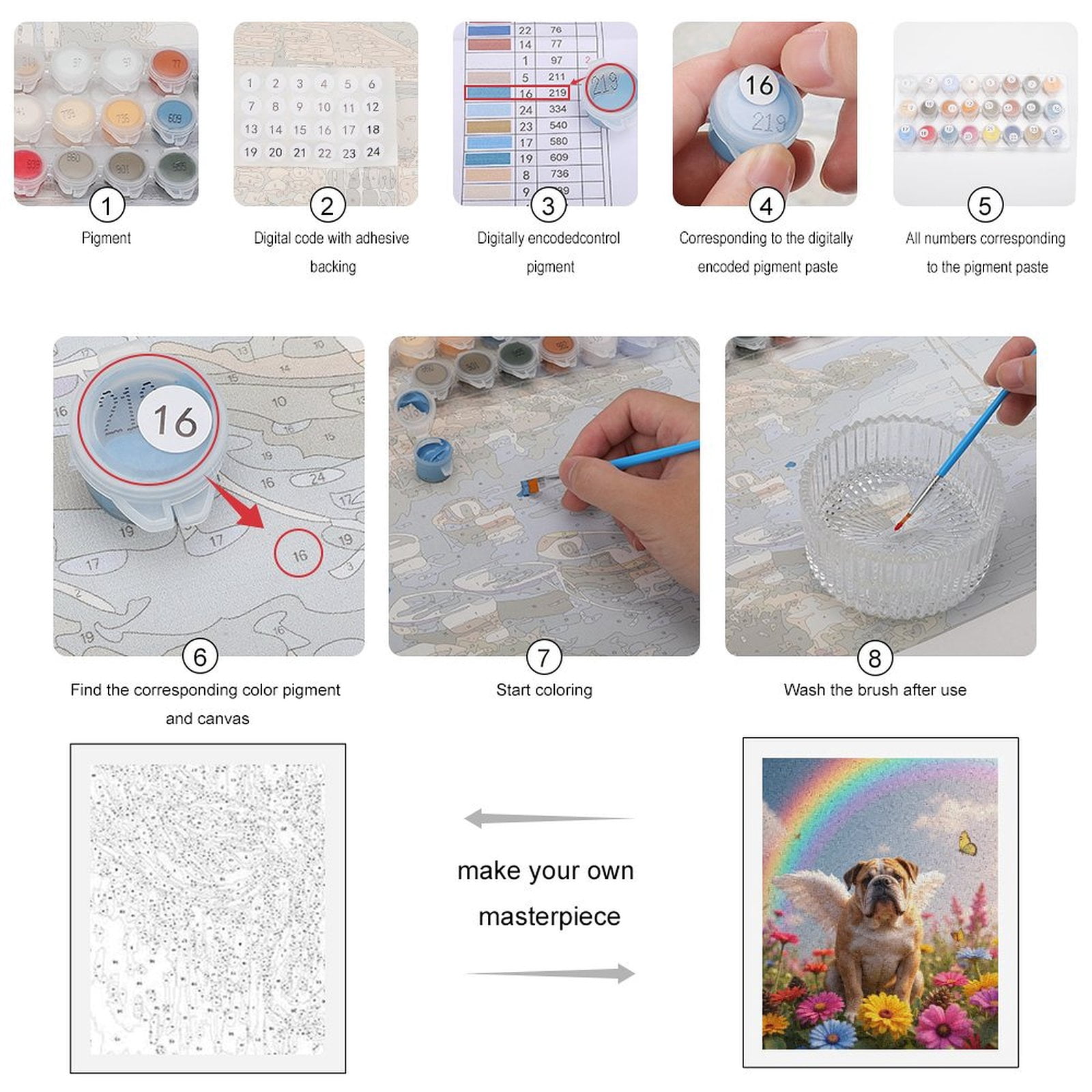 Paint By Numbers Kit for Adults Beginner - Angel Dog In Flower Meadow DIY Canvas Painting Kits for Adults, Frameless Paint By Number for Adults for Home Wall Decor 16x20 Inch