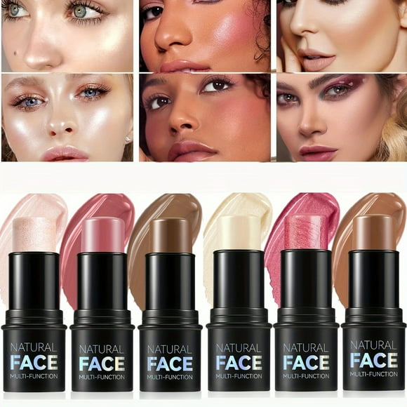 OUSITAID 6Pcs Contour Stick Highlighter Stick Blush Stick 3Pcs Cream Contour Kit with Contour Brush Create Face Contour Non-greasy Waterproof Long-lasting Effect Highlighter Makeup