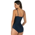 thumbnail image 5 of Lopsie TEMPTATION Women's Athletic One Piece Swimsuits Racing Training Sports Bathing Suit Color Block Swimwear Navy Blue, 5 of 7
