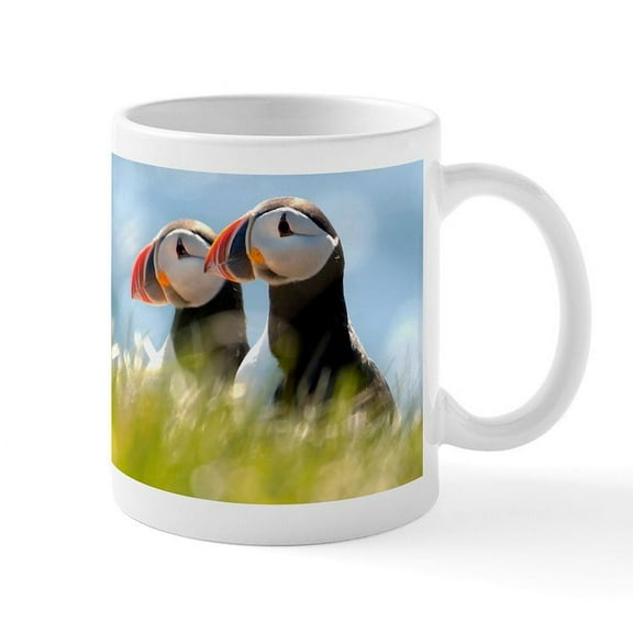 CafePress - Double Puffin Pair Mug - 11 oz Ceramic Mug - Novelty Coffee Tea Cup