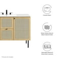 thumbnail image 2 of Single Sink Vanity Cabinet, White Oak, Wood, Hotel Bedroom Bathroom, Modern Contemporary HB36427, 2 of 15