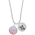 thumbnail image 1 of Delight Jewelry Silvertone Domed Multi Color RT Silvertone Script Initial Disc - N - Charm Necklace, 20"+3", 1 of 4