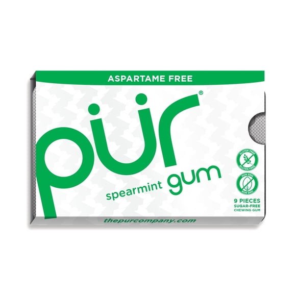 PUR Gum Chewing Gum Sans Sucre au Xylitol - Arôme Naturel de Menthe Verte - 9 Pièces
