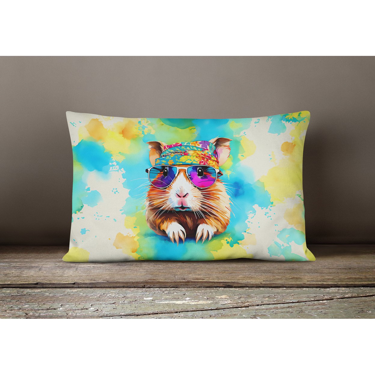 thumbnail image 4 of Hippie Animal Guinea Pig Throw Pillow 12 in x 16 in, 4 of 4