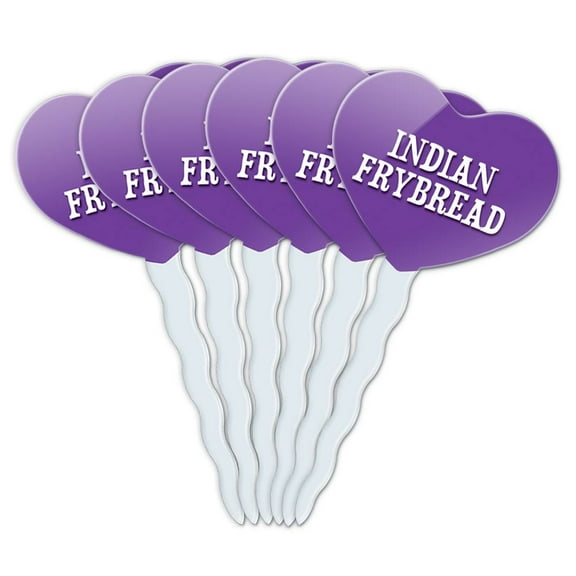 Indian Frybread Heart Love Cupcake Picks Toppers - Set of 6