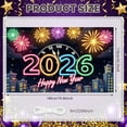 thumbnail image 2 of Neon Theme Happy New Year Banner Colorful Design 2026 Banner Fireworks Pattern Clock New Year Backdrop for New Year Party 2026 Celebration Countdown Event, 2 of 9