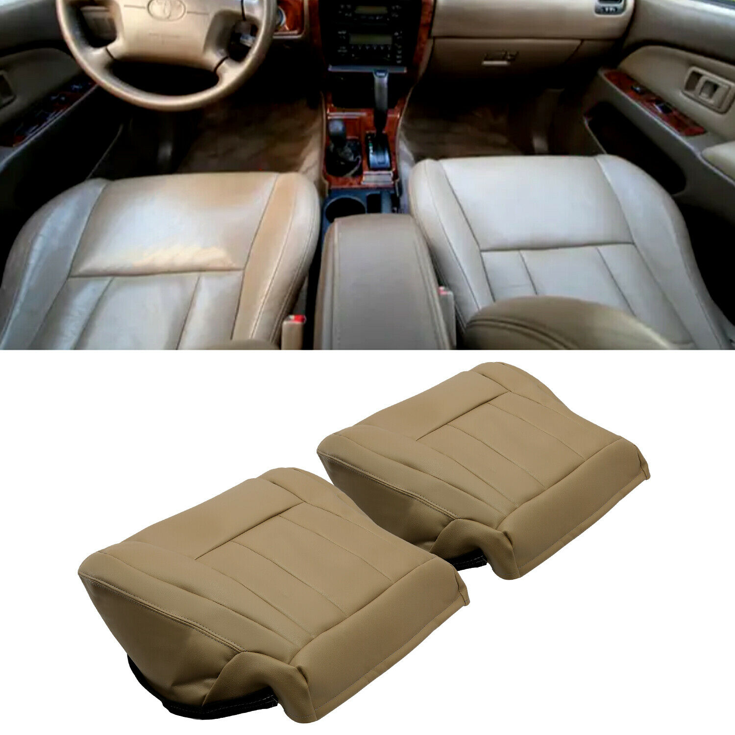 Driver & Passenger Bottom Seat Cover Replacement In Oak Tan – For 1996–2002 Toyota 4Runner (Base, Limited, SR5)